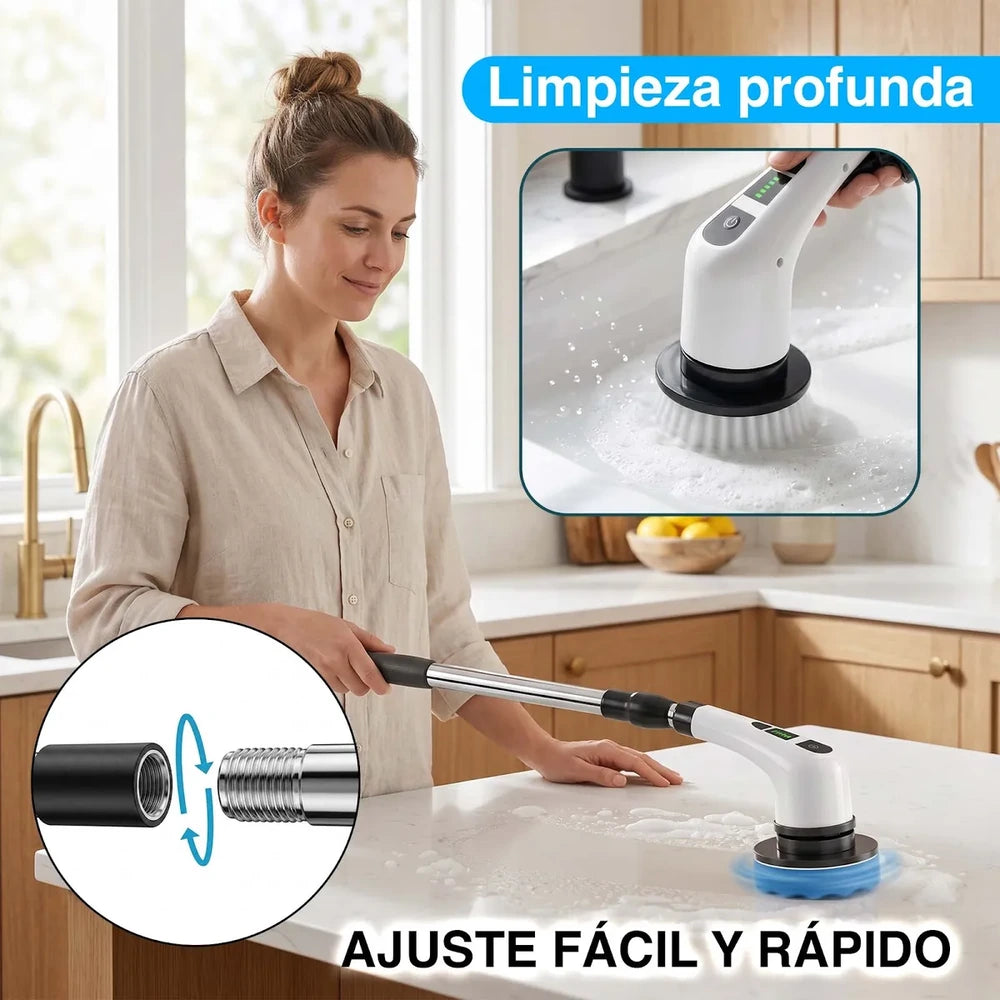 Cepillo Eléctrico Limpieza 9 en 1 - ¿Cansado de agacharte y frotar mil veces para limpiar esos rincones imposibles?