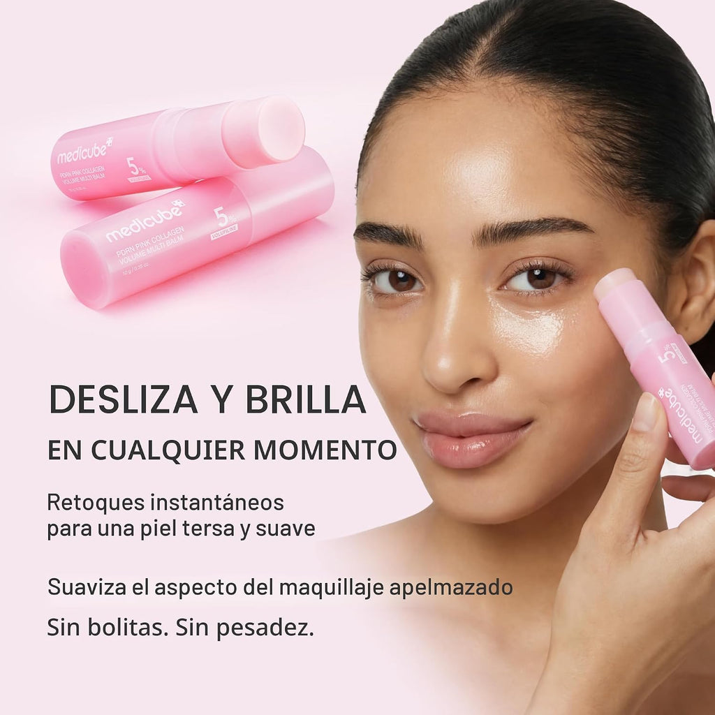 MEDICUBE PDRN - Bálsamo múltiple de colágeno rosa para volumen – Bálsamo facial y corporal | Volufiline, PDRN, NAD, colágeno