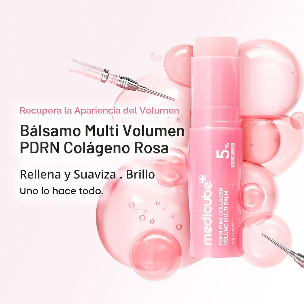 MEDICUBE PDRN - Bálsamo múltiple de colágeno rosa para volumen – Bálsamo facial y corporal | Volufiline, PDRN, NAD, colágeno