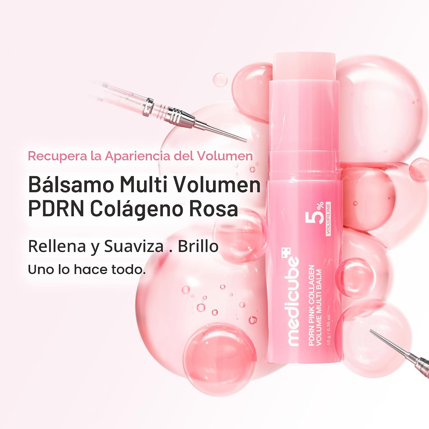 MEDICUBE PDRN - Bálsamo múltiple de colágeno rosa para volumen – Bálsamo facial y corporal | Volufiline, PDRN, NAD, colágeno