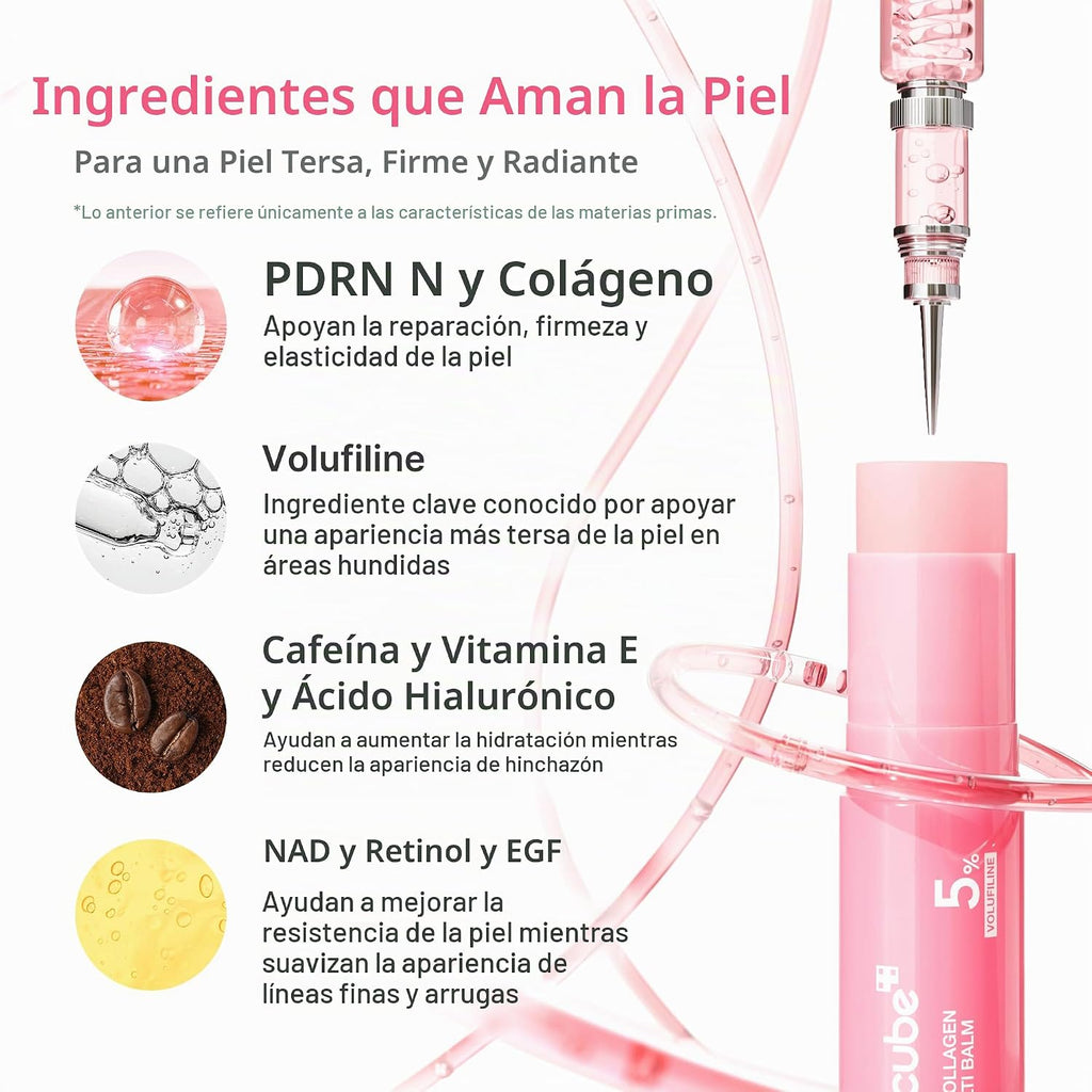 MEDICUBE PDRN - Bálsamo múltiple de colágeno rosa para volumen – Bálsamo facial y corporal | Volufiline, PDRN, NAD, colágeno