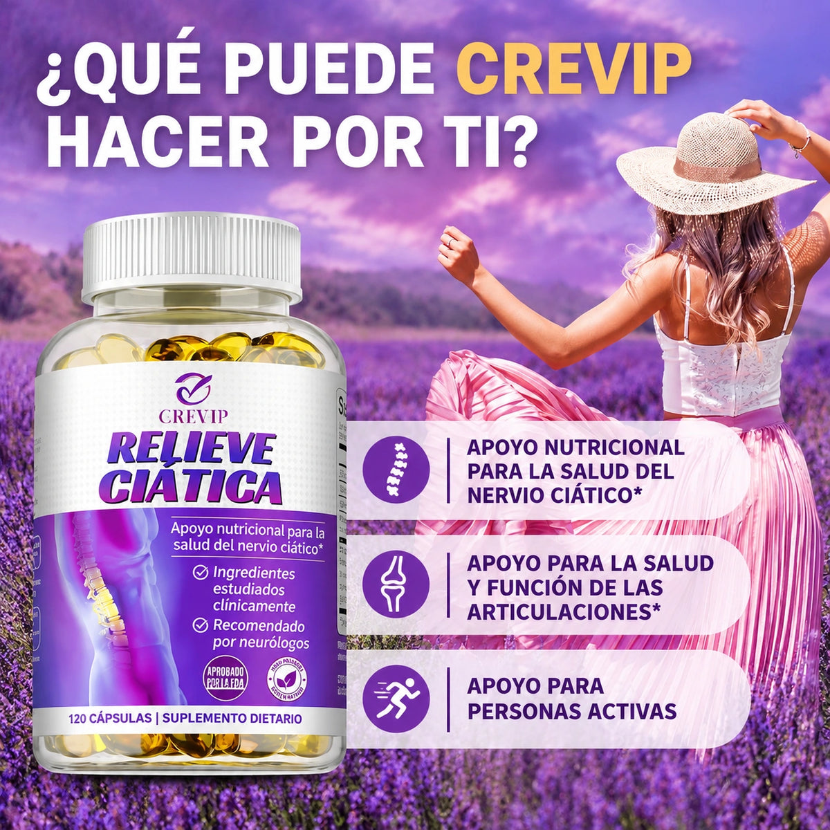 Alivia ese dolor intenso de ciática y dale paz a tus piernas y espalda - 120 Capsulas - Pago contra entrega