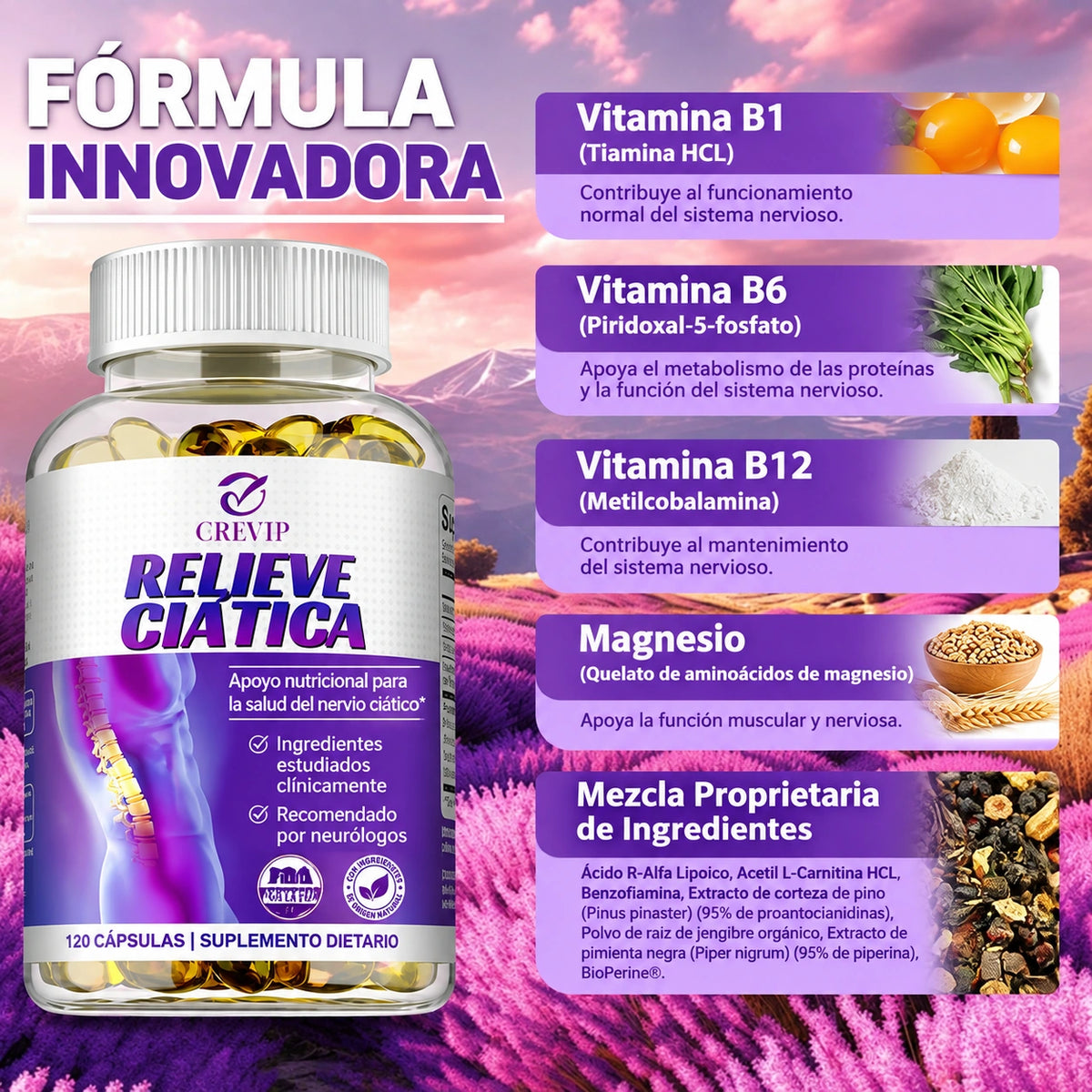 Alivia ese dolor intenso de ciática y dale paz a tus piernas y espalda - 120 Capsulas - Pago contra entrega