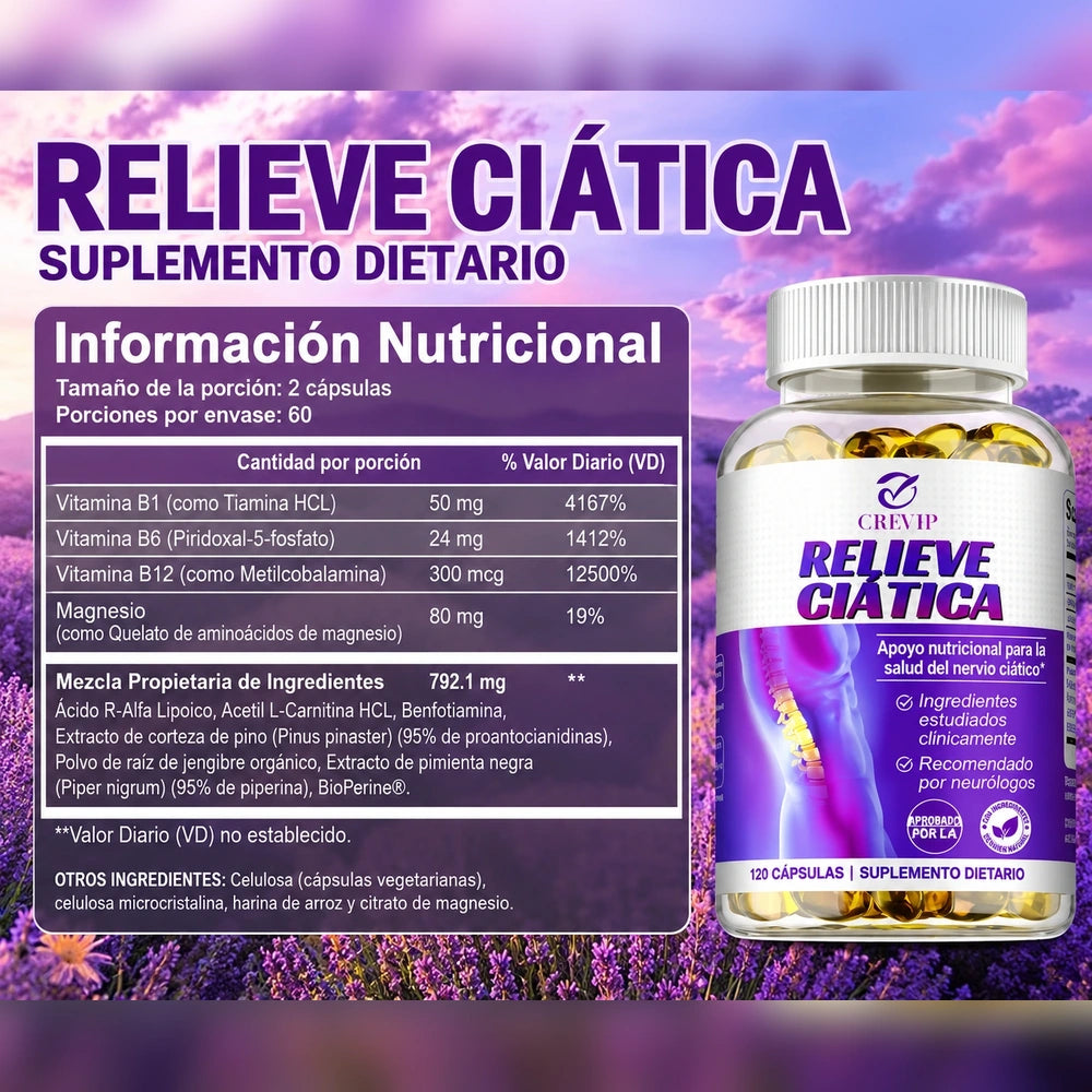 Alivia ese dolor intenso de ciática y dale paz a tus piernas y espalda - 120 Capsulas - Pago contra entrega