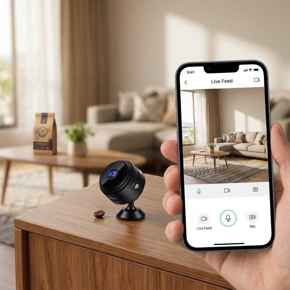 MINI CÁMARA WIFI 1080P CON ALARMA -  Supervisa lo que te importa desde tu celular con Audio y Microfono
