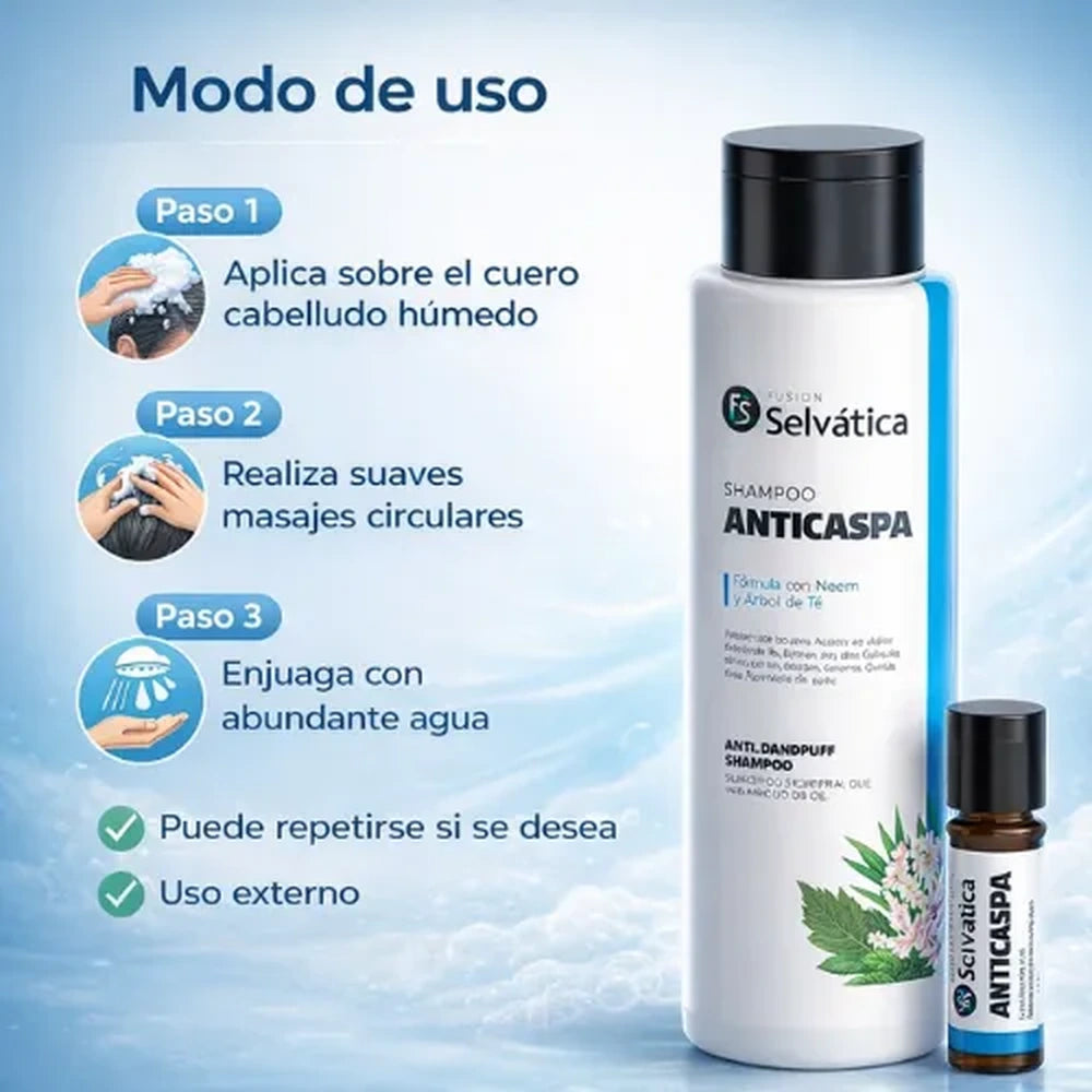 Dúo Anticaspa Fusión Selvática - ¿Cansado de esos punticos blancos sobre tu camisa negra?