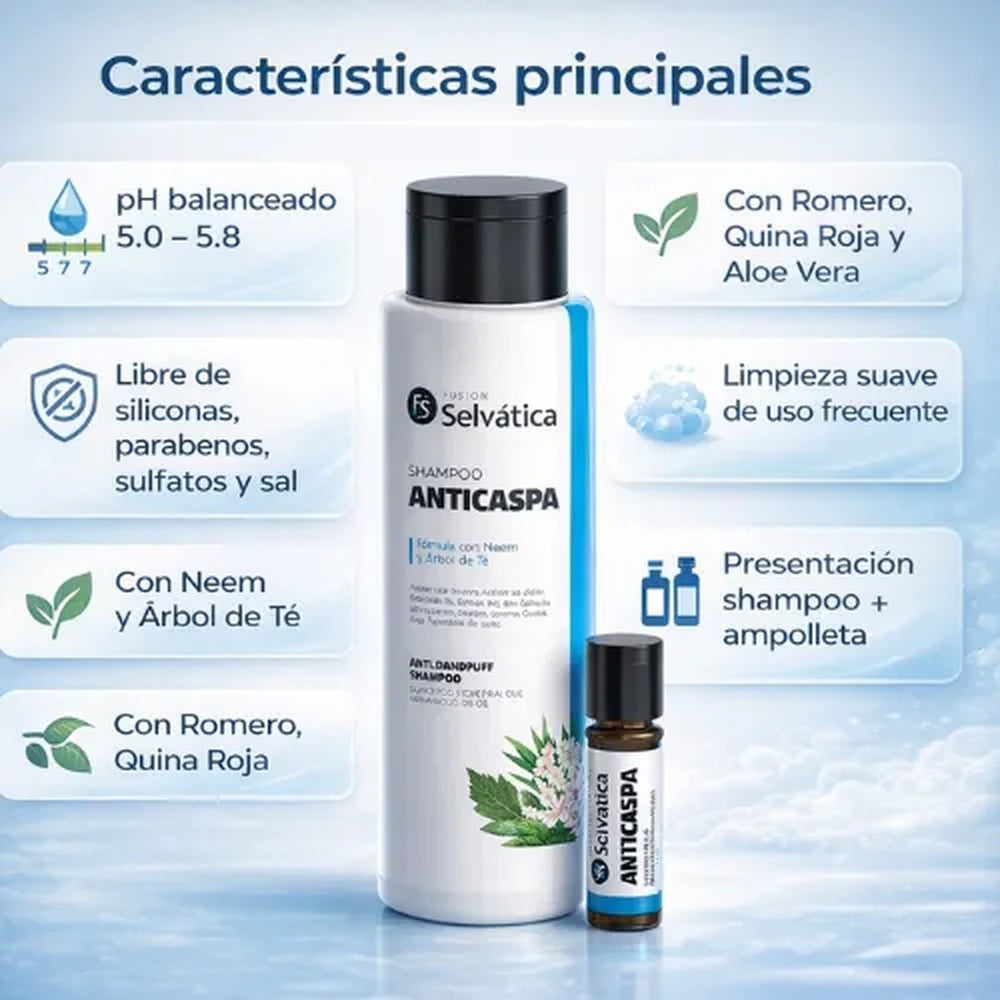 Dúo Anticaspa Fusión Selvática - ¿Cansado de esos punticos blancos sobre tu camisa negra?
